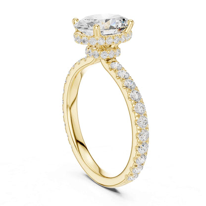 1.5 Carat Oval Brilliant Lab Grown Diamond Ring with Pave Set Band