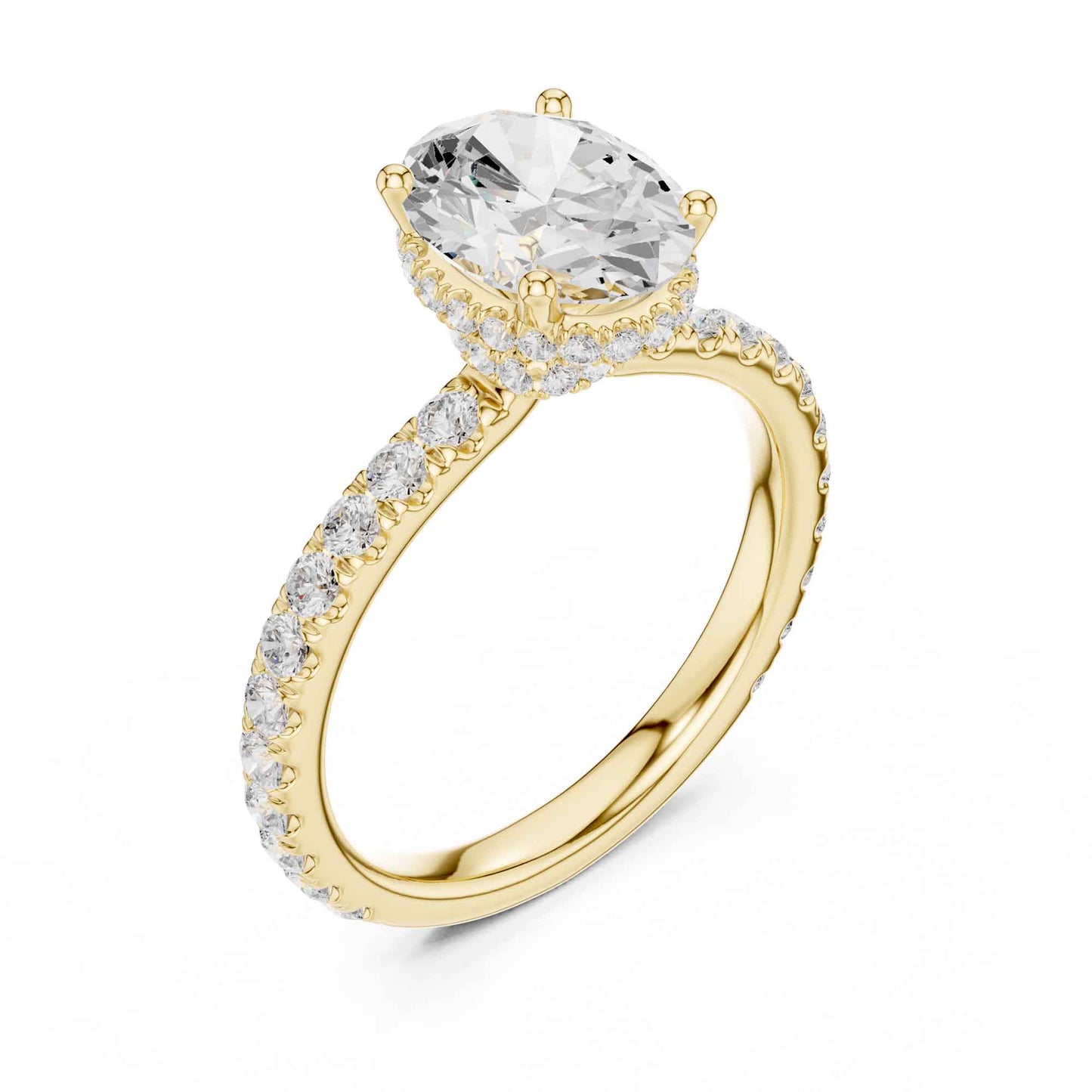 1.5 Carat Oval Brilliant Lab Grown Diamond Ring with Pave Set Band