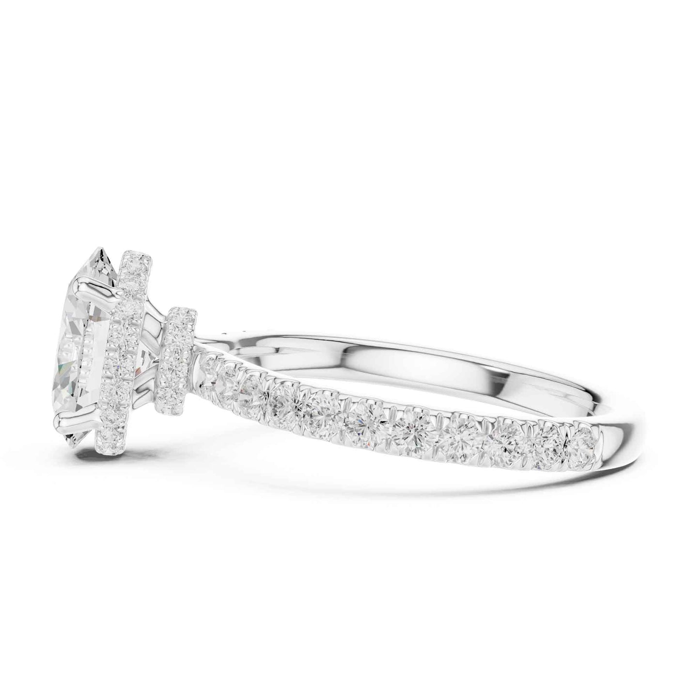1.5 Carat Oval Brilliant Lab Grown Diamond Ring with Pave Set Band
