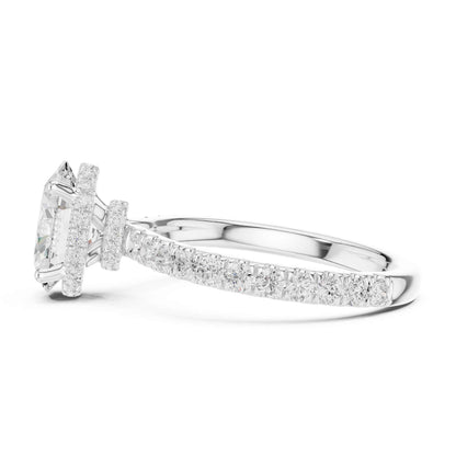 1.5 Carat Oval Brilliant Lab Grown Diamond Ring with Pave Set Band