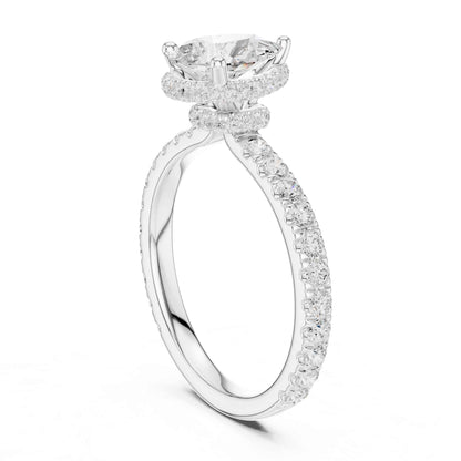 1.5 Carat Pear-Cut Diamond Engagement Ring with Pavé Band