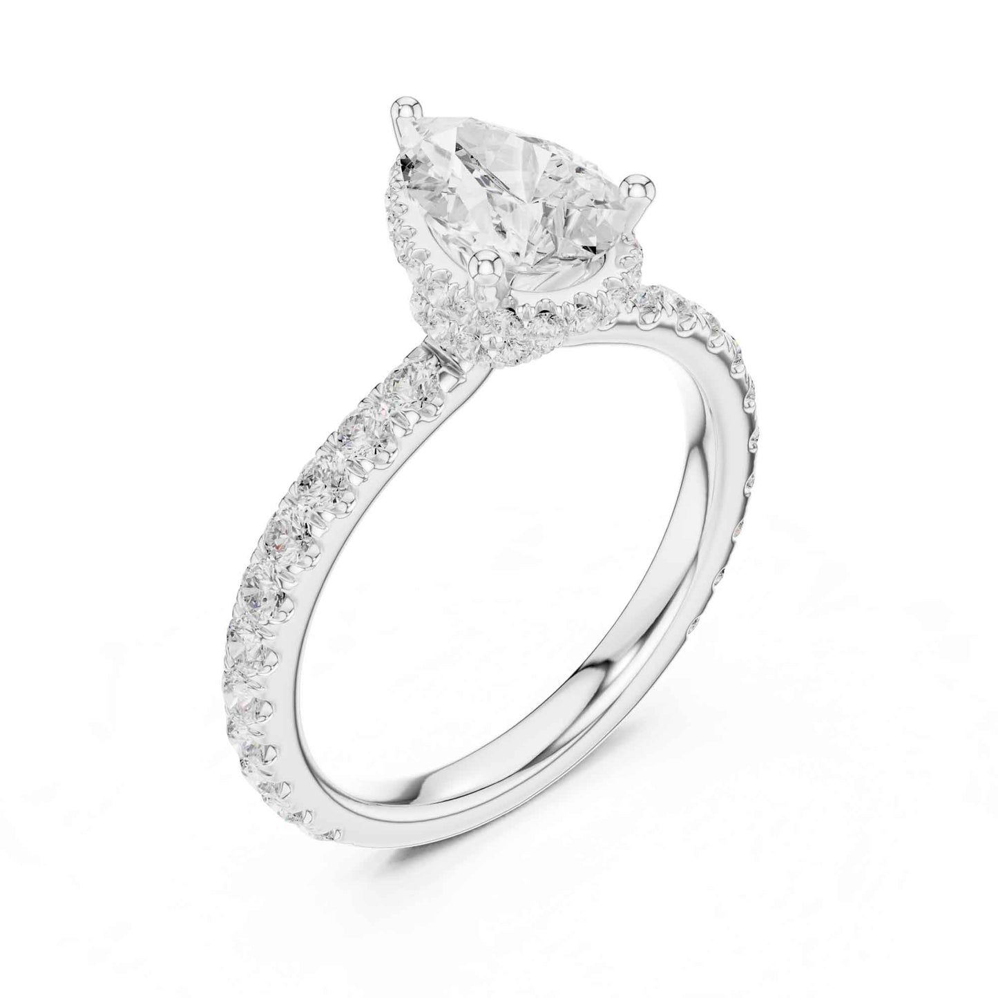 1.5 Carat Pear-Cut Diamond Engagement Ring with Pavé Band