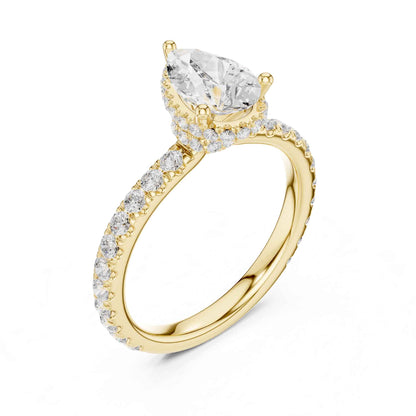 1.5 Carat Pear-Cut Diamond Engagement Ring with Pavé Band