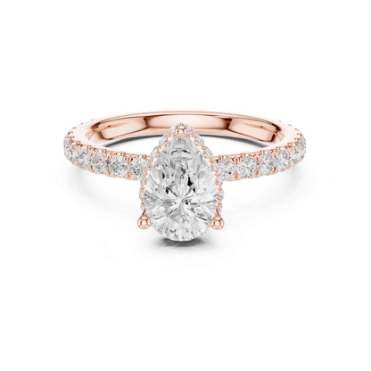 1.5 Carat Pear-Cut Diamond Engagement Ring with Pavé Band