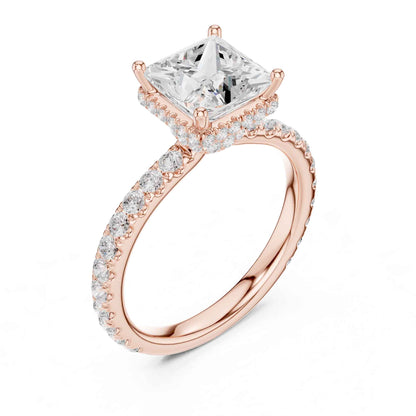 1.5 Carat Princess-Cut Diamond Engagement Ring with Pavé Band