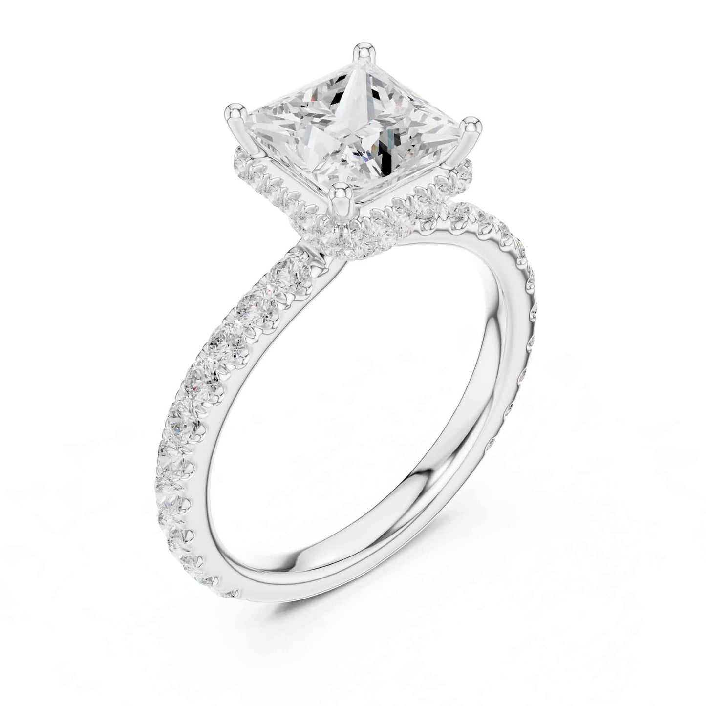 1.5 Carat Princess-Cut Diamond Engagement Ring with Pavé Band