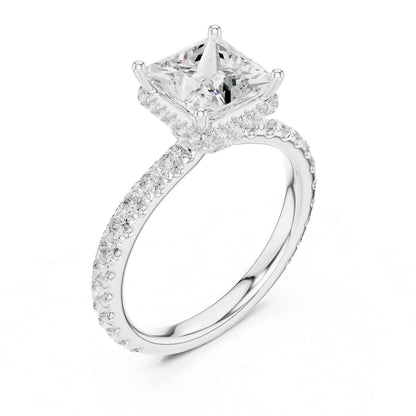 1.5 Carat Princess-Cut Diamond Engagement Ring with Pavé Band
