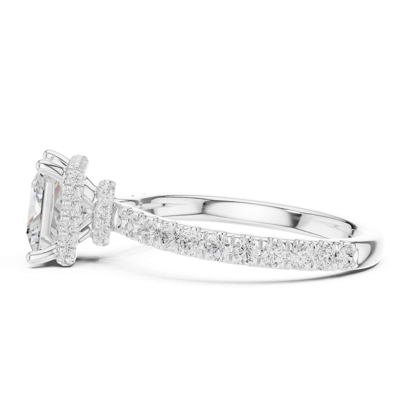 1.5 Carat Princess-Cut Diamond Engagement Ring with Pavé Band