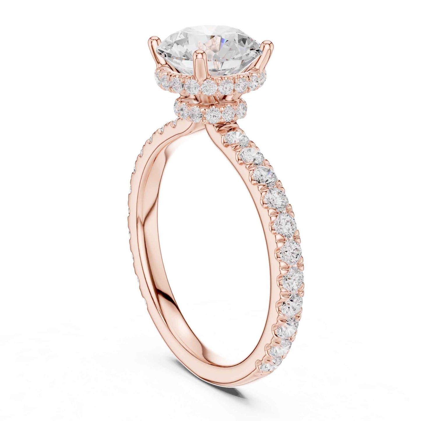1.5 Carat Round-Cut Diamond Engagement Ring with Pavé Band