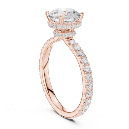 1.5 Carat Round-Cut Diamond Engagement Ring with Pavé Band
