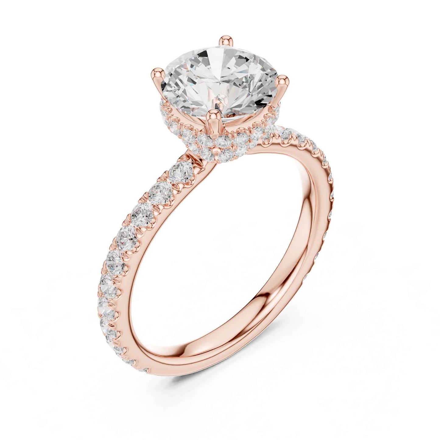 1.5 Carat Round-Cut Diamond Engagement Ring with Pavé Band