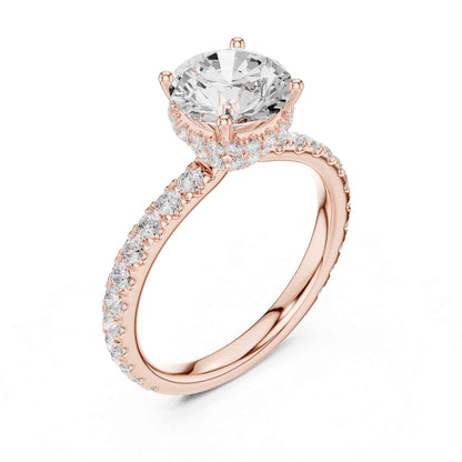 1.5 Carat Round-Cut Diamond Engagement Ring with Pavé Band