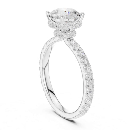1.5 Carat Round-Cut Diamond Engagement Ring with Pavé Band