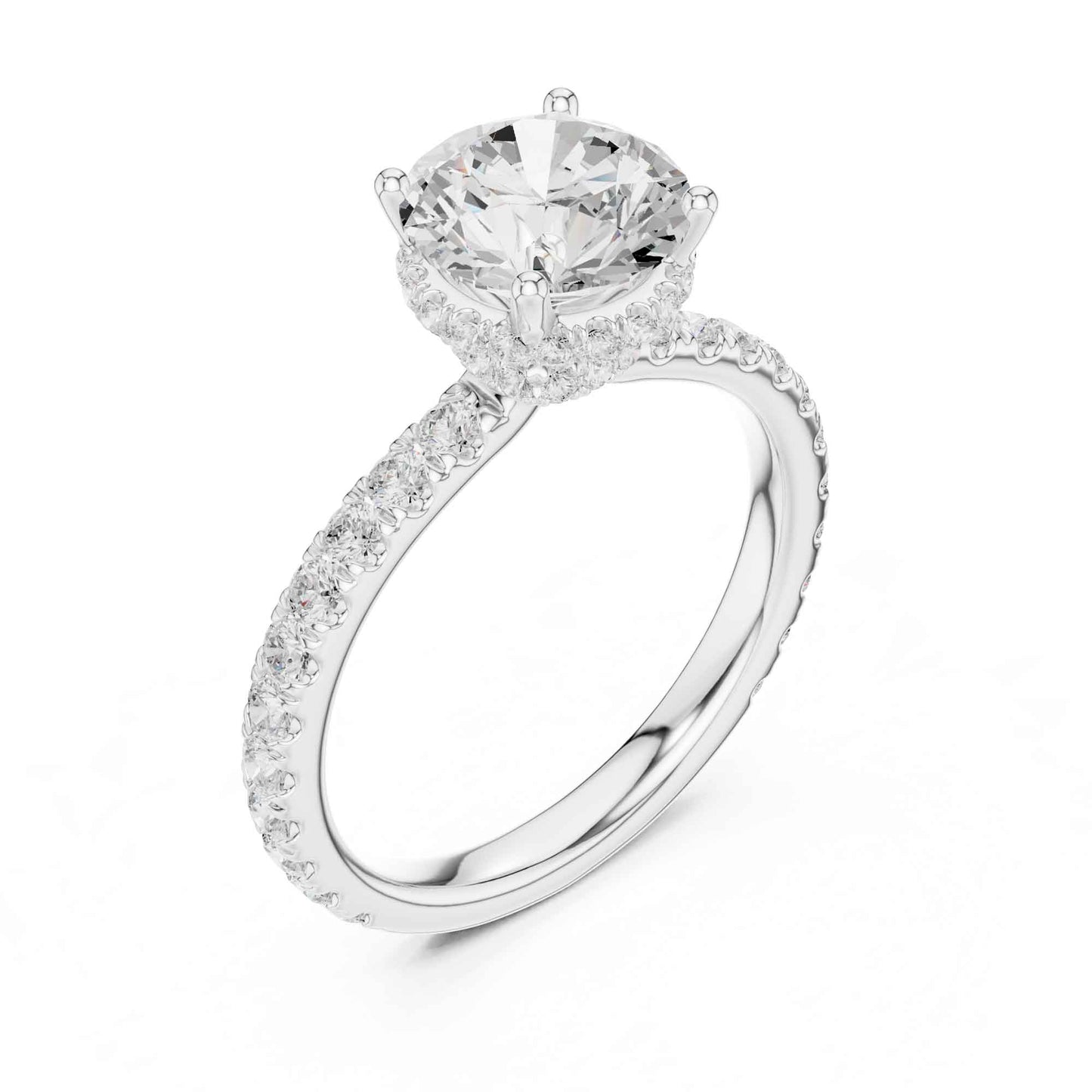 1.5 Carat Round-Cut Diamond Engagement Ring with Pavé Band