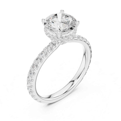 1.5 Carat Round-Cut Diamond Engagement Ring with Pavé Band