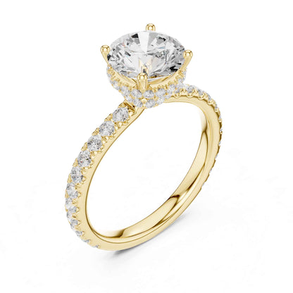 1.5 Carat Round-Cut Diamond Engagement Ring with Pavé Band