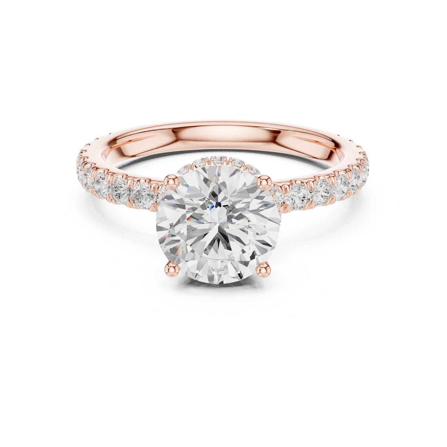 1.5 Carat Round-Cut Diamond Engagement Ring with Pavé Band
