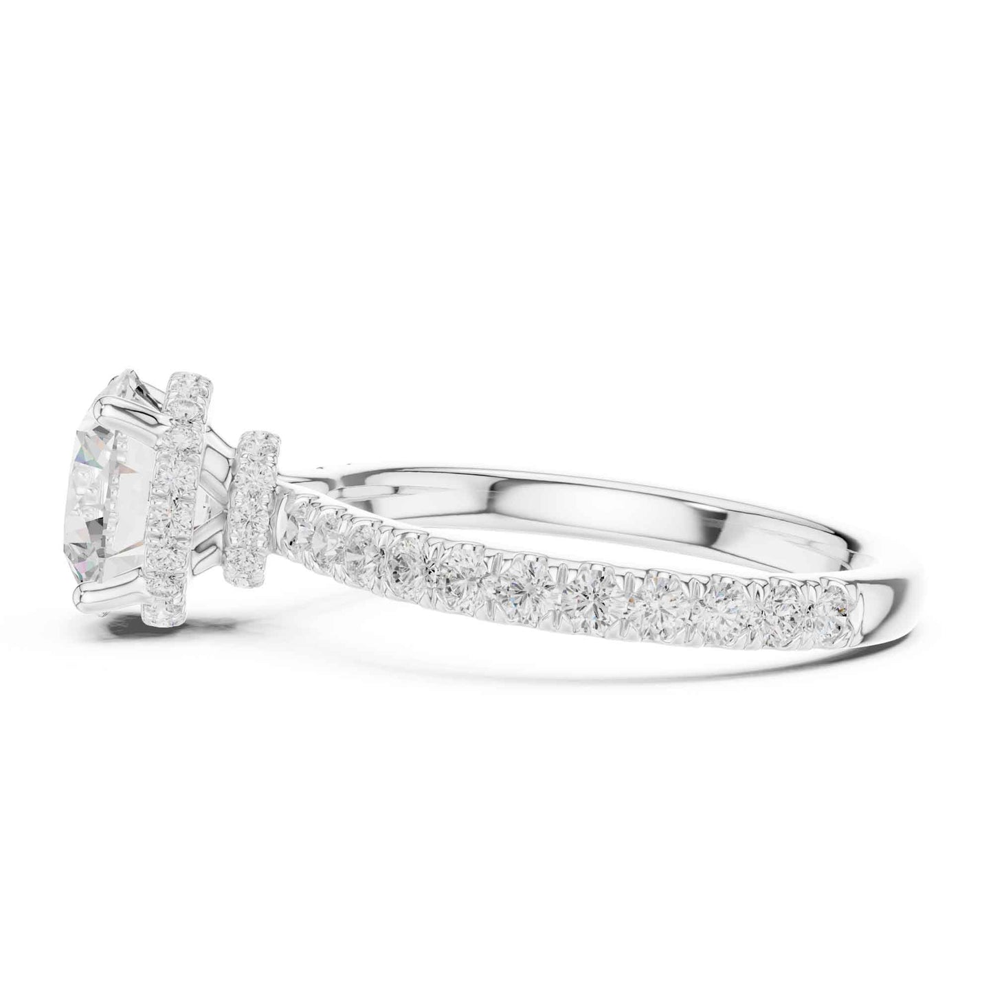 1.5 Carat Round-Cut Diamond Engagement Ring with Pavé Band