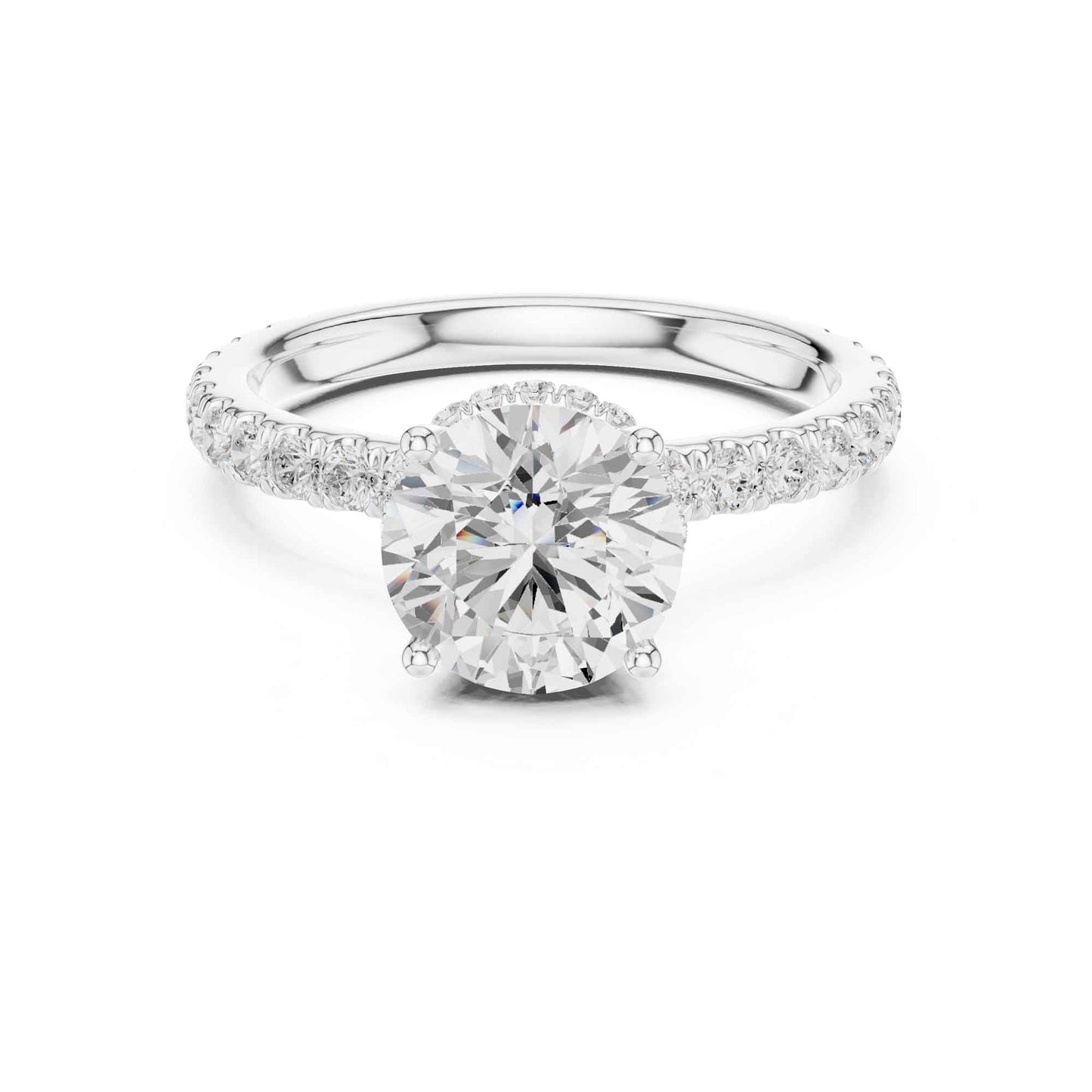 1.5 Carat Round-Cut Diamond Engagement Ring with Pavé Band