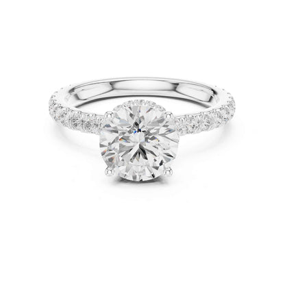 1.5 Carat Round-Cut Diamond Engagement Ring with Pavé Band