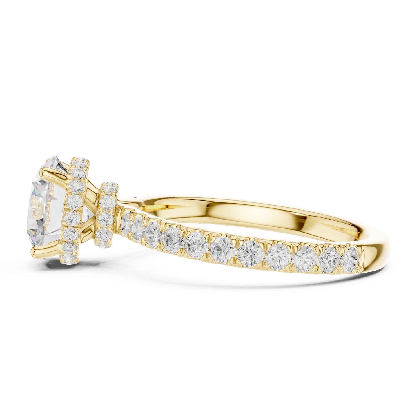 1.5 Carat Round-Cut Diamond Engagement Ring with Pavé Band