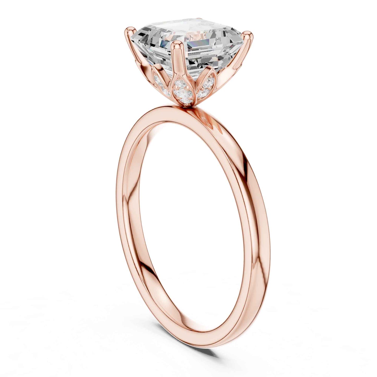 2 Carat Asscher Cut Lab Grown Diamond Solitaire Engagement Ring