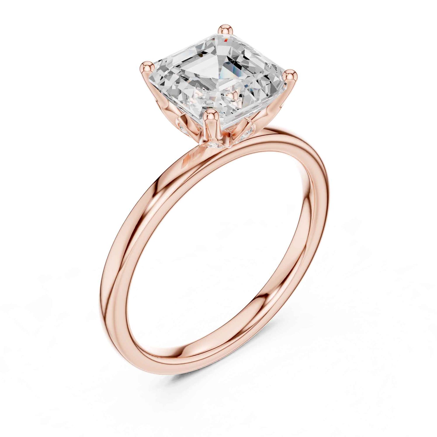 2 Carat Asscher Cut Lab Grown Diamond Solitaire Engagement Ring