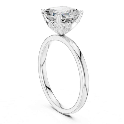 2 Carat Asscher Cut Lab Grown Diamond Solitaire Engagement Ring