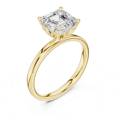 2 Carat Asscher Cut Lab Grown Diamond Solitaire Engagement Ring