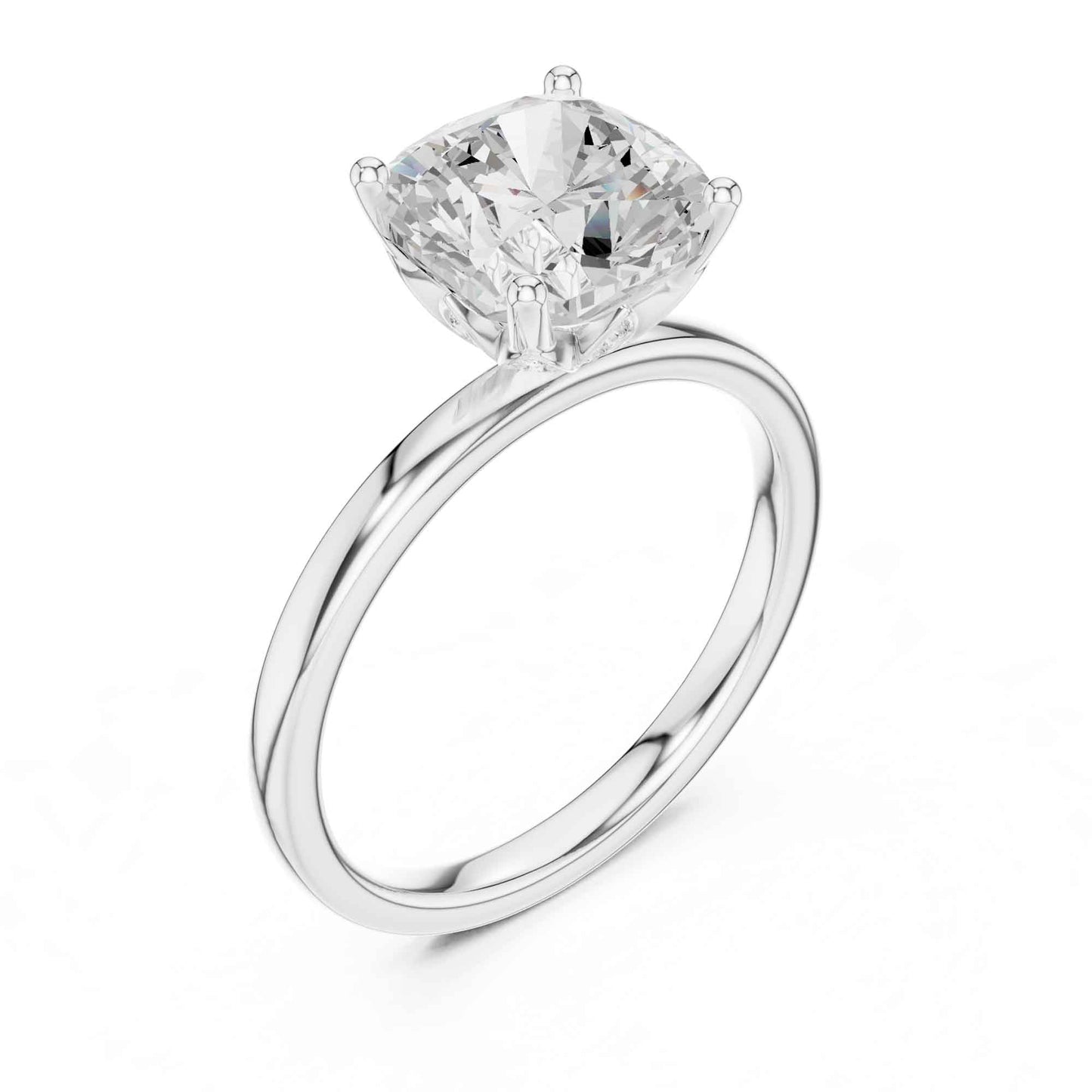 2 Carat Cushion Cut Diamond Engagement Ring in Classic Solitaire Setting