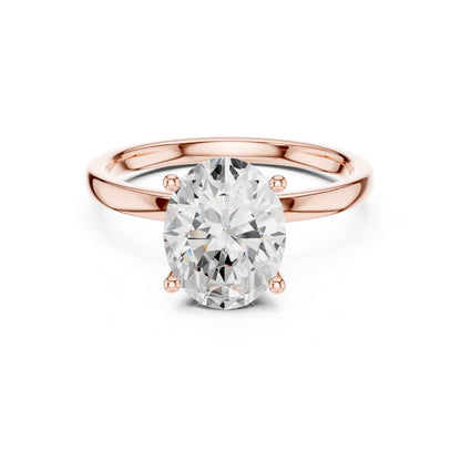 2 Carat Oval Shape Diamond Solitaire Engagement Ring with Plain Band
