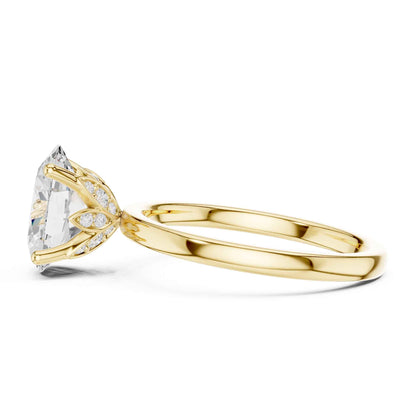 2 Carat Oval Shape Diamond Solitaire Engagement Ring with Plain Band