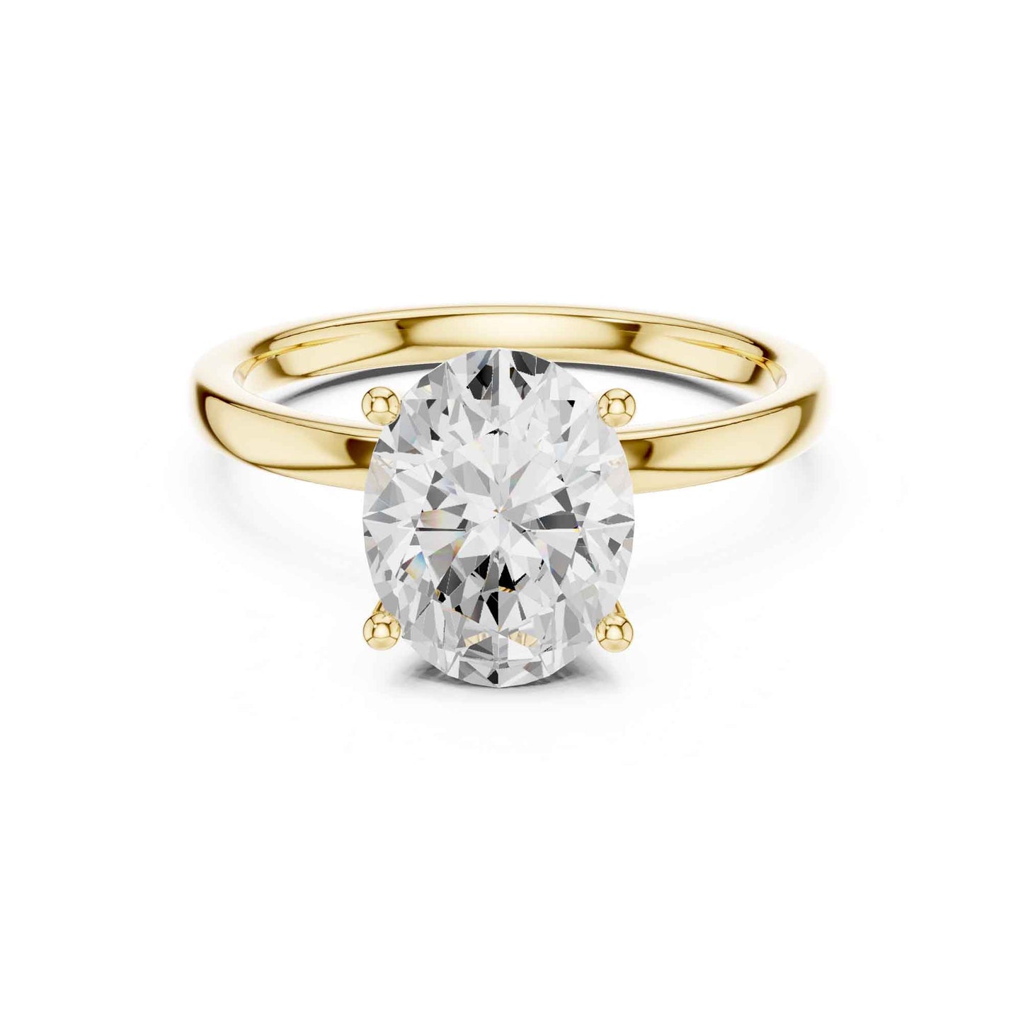 2 Carat Oval Shape Diamond Solitaire Engagement Ring with Plain Band