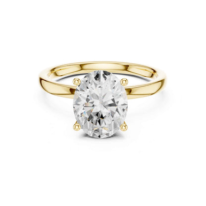 2 Carat Oval Shape Diamond Solitaire Engagement Ring with Plain Band