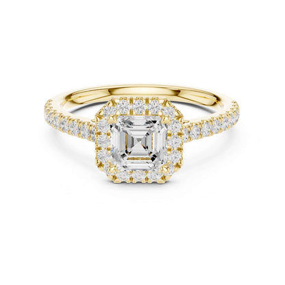 1 Carat Asscher Cut Lab Grown Diamond Halo Engagement Ring