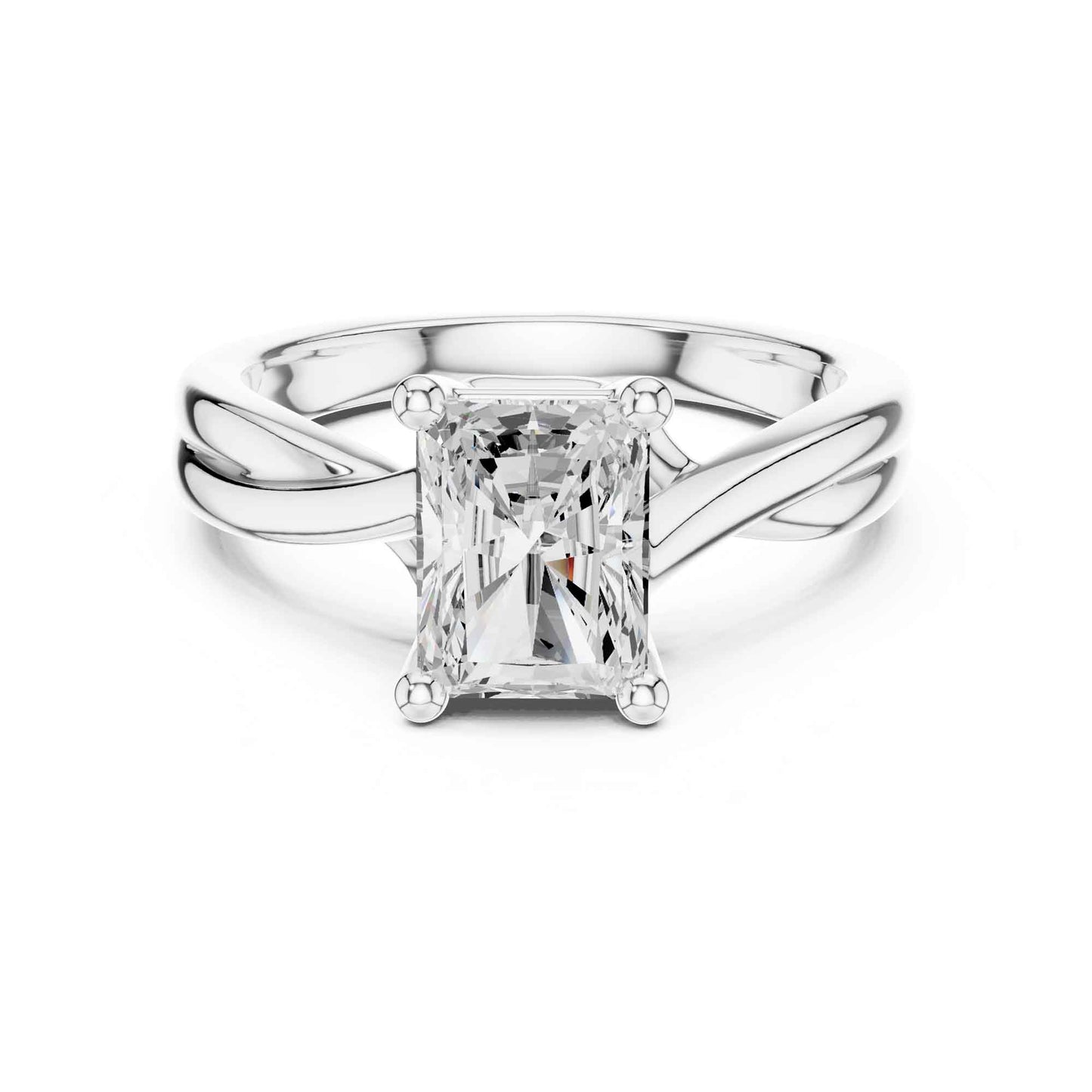 2 Carat Statement Emerald Shape Diamond Ring with Elegant Band Design