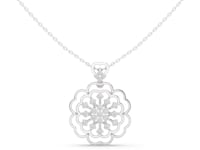 Round Cut Lab Grown Diamond Floral Cluster Chain & Pendant