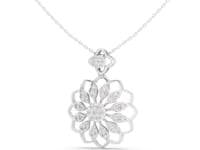 Round Cut Lab Grown Diamond Floral Halo Chain & Pendant