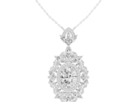 Oval Cut Lab Grown Diamond Halo Cluster Chain & Pendant