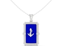 Lab Grown Diamond Anchor PURPLE Enamel Medallion Chain & Pendant