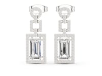 Emerald Frame Lab Grown Diamond Drop & Dangel Earrings