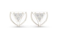 Minimal Triangle Round Cut Lab Grown Diamond Stud Earrings