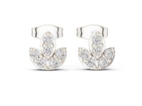 Round Cut Ornate Floral Cluster Lab Grown Diamond Classic Round Halo Stud Earrings