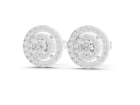 Round Cut Halo Lab Grown Diamond Stud Earrings