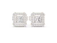 Princess Cut Halo Lab Grown Diamond Stud Earrings
