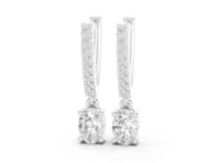 Round Cut Lab Grown Diamond Pavé With Oval Drop & Dangle Earrings