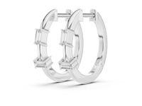 Baguette Cut Lab Grown Diamond Hoop Huggie Earrings