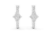 Floral Cluster Round Cut Lab Grown Diamond Hoop & Huggie Earrings