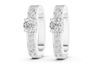 Round Cut Lab Grown Diamond Accent Solitaire Hoop & Huggie Earrings