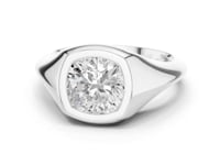 2 Carat Modern Cushion Cut Lab Grown Diamond Bezel Signet Ring